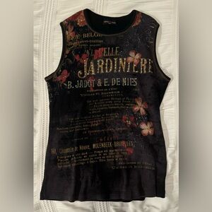 Skinny Minnie Black Vintage Sleeveless Rhinestone Shirt - Women’s Size Small